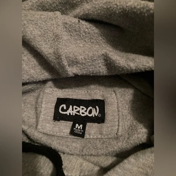 CARBON Grey Hooded Sweatshirt. Size Medium. - Picture 3 of 7